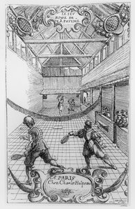 Royal Tennis, frontispis z Jeu Royal de la Paume, 1632 od French School