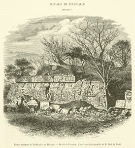 Aztécké ruiny Xochicalco, Mexiko (rytina) od French School