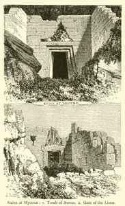 Ruiny v Mykénách (rytina) od French School