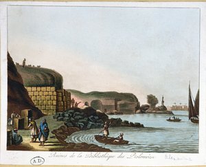 Ruiny Ptolemaiovy knihovny v Alexandrii, Egypt, 1811 od French School