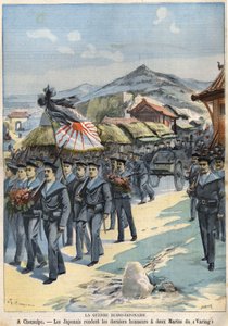 Rusko-japonská válka V Chemulpo udělují Japonci poslední vyznamenání dvěma námořníkům z Viragu. Le Petit Parisien l ze 3. dubna od French School