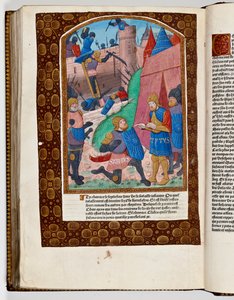 Sabinus, syrský pomocník, nabízí zmenšení jeruzalémské zdi a je představen Titovi, 70 nl (ručně kolorovaný tisk) od French School
