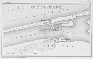 Saint-Louis v roce 1854, ilustrace z "Le Senegal...", Louis Leon Faidherbe, 1854 od French School