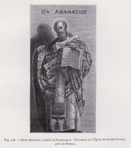Svatý Atanáš; po Dominichino, Obrazy kostela Grotta-Ferrata, poblíž Říma (rytina) od French School
