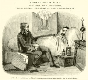 Salon z roku 1841, Malba, Michelangelo pečující o svého nemocného sluhu (rytina) od French School