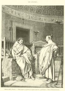 Salon of 1861, Painting, Dva augurové se na sebe nemohou dívat bez smíchu (rytina) od French School