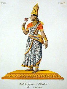 Satchi manželka Indra, rytina C. de Motte (1785-1836) (barva litho) od French School