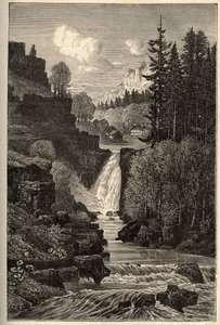 Saut du Doubs (vodopád) Franche-Comte - rytina „“ PATRIE““ - PECTURESSE POPIS FRANCIE V 6 SVAZTECH LUCIEN HUARD - konec 19. stol. od French School