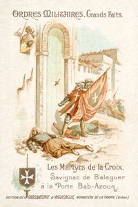 Savignac de Balaguer, vlajkonoš Maltézských rytířů, před bránou Bab-Azoun, Alžír od French School