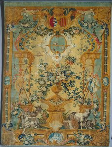 Panel Savonnerie: Jaro s erbem, výrobce Savonnerie Factory, Francie, před rokem 1717 od French School