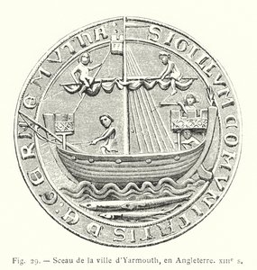 Pečeť města Yarmouth, Anglie, 13. století (rytina) od French School