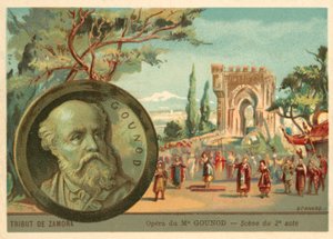 Scéna z opery Charlese Gounoda Le Tribut de Zamora (chromolitho) od French School