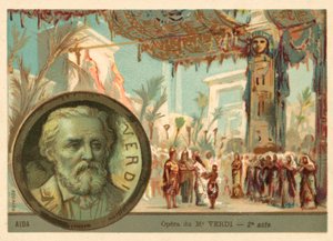 Scéna z opery Giuseppe Verdiho Aida (chromolitho) od French School