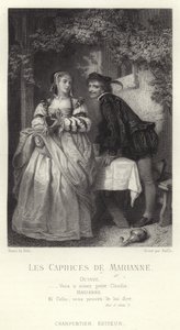 Scéna z Les Caprices de Marianne, hry Alfreda de Musseta od French School