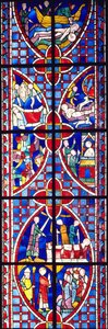 Scéna ze života sv. Vincenta, 1245-7 (vitráže a malované sklo) od French School