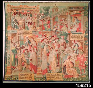 Výjevy ze života svatého Remigia (zemř. 533), biskupa z Remeše: Zázrak s bohatým mužem a zmrtvýchvstání mrtvého, 1531 od French School