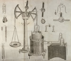Vědecké vybavení z knihy Antoine Laurent de Lavoisier (1743-94) The Elements of Chemistry, vyryl D. Lizars, 1796. od French School
