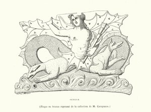 Scylla, starověká řecká bronzová plaketa (rytina) od French School