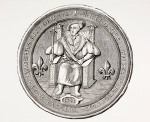 Pečeť krále Basoche, vůdce cechu právních úředníků pařížského soudního systému, z Les Arts au Moyen Age, vydáno 1873 od French School