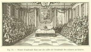 Seminář anatomie v jedné z místností Akademie věd v Louvru od French School