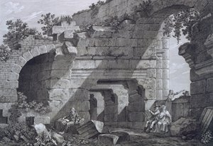 Galerie druhého stupně amfiteátru v Nimes, z Antiquités de la France: svazek I, Monuments de Nimes od French School