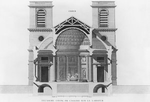 Druhý příčný řez kostelem Saint-Philippe-du-Roule, Paříž od French School