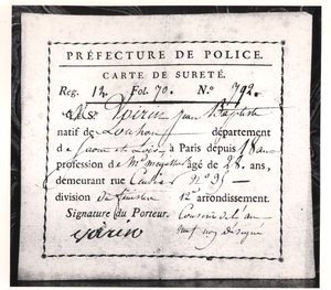 Bezpečnostní karta, 1808 (pero a inkoust na papíře) od French School