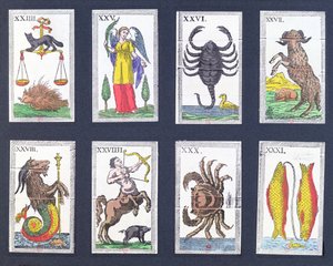Výběr astrologických tarotových karet od French School