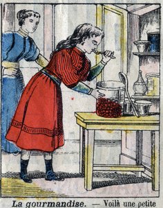 Sedm smrtícího rybolovu: Gourmandise. Epinal imaging koncem 19. století. (I sette peccati o vizi capitali) od French School