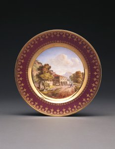 Sevres topografická deska fialové pozadí od French School