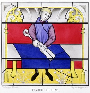 Plechař. Faksimile vitráže ze středověku v „Histoire de la peinture sur verre““ od Ferdinanda de Lasteyrie od French School