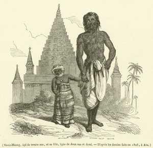 Shwe-Maung, věk třicet, a její dcera, věk dva a půl (rytina) od French School