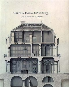 Boční řez středem zámku Petit-Bourg, ukazující salon od French School