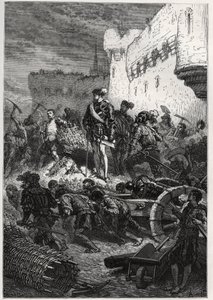 Siege de Metz (1552) – Francois de Guise a práce na hradbách Metz – rytina z „“ Historie Francie vyprávěná mým vnoučatům“ – od Francoise Guizota – 1872-1876 od French School