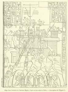 Obléhání starověké egyptské pevnosti (rytina) od French School