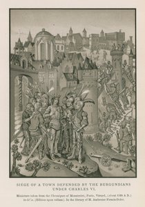 Obležení města bráněného Burgundy za Karla VI. (chromolitho) od French School
