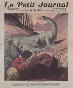 Pozorování Plesiosaura v Patagonii, titulní ilustrace Le Petit Journal, 9. dubna 1922 od French School