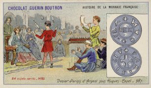 Stříbrný denier Paris za vlády Hugha Capeta, 987 (chromolitho) od French School