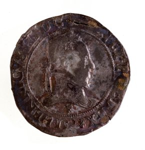 Stříbrný francouzský testoon (teston), vláda francouzského krále Jindřicha III. (Henri III.) (1574-1589) Diam. 3,5 cm Neapol, museo archeologico od French School
