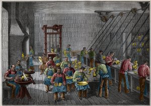 Stříbrná dílna ve Francii v 19. století. Rytina z roku 1885 v „“Les arts et metiers illustres““ od Adolphe BITARDA. od French School