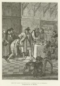 Sir John Chandos vzal prsten a podíval se na něj od French School