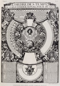 Šestnáctiletý almanach navržený Lepautrem, rytina z Dictionnaire de l