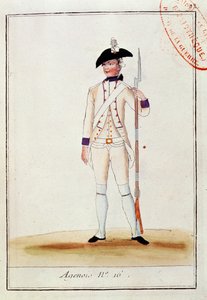 Voják francouzského pěšího pluku Agenois, kolem roku 1780 od French School