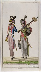 Vojáci francouzské revoluce nesoucí bajonety v roce 1793 od French School