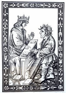Solomon a Marcoul, ilustrace z Vědy a literatury ve středověku a renesanci, napsal a vyryl Paul Lacroix, 1878 od French School
