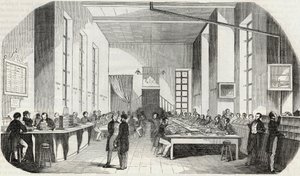 Třídění dopisů z Paříže - rytina do „“ Tableau-de-Paris““ od Edmonda Texiera 1852 od French School