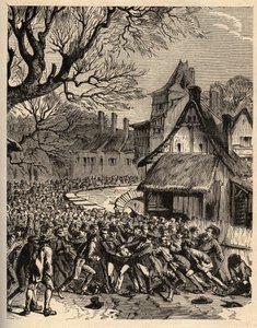 Soule game (předek fotbalu) - (Francie) - Le jeu de la soule en Basse Normandy (předpokládaný předchůdce fotbalu a rugby) - rytina „“ PATRIQUE DE LA FRANCE V 6 SVAZTECH LUCIEN HUARD - konec 19. století od French School