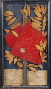Suvenýr z Garde Nationale Parisienne, armádní sekce Bonnet Rouge, 1794 (koláž) od French School