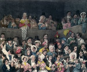 Diváci tleskají v divadle, vyryto Benardem a Freyem, 1837 od French School