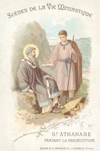 Svatý Atanáš během pronásledování křesťanů (chromolitho) od French School